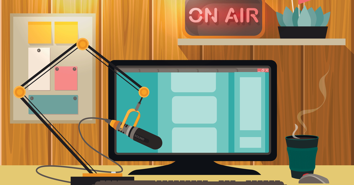 Illustration of a home studio for Internet radio broadcasting