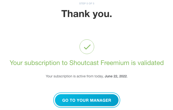 Shoutcast directory registration confirmation